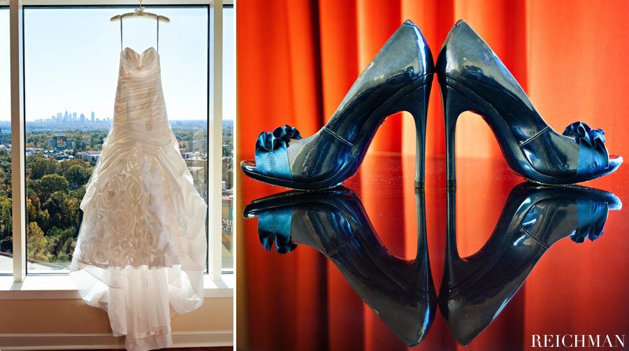 Bridal gown and shoes at the Hotel Intercontinental Buckhead