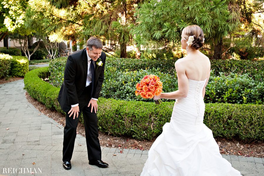 Groom's reaction to the bride at the Hotel Intercontinental Atlanta