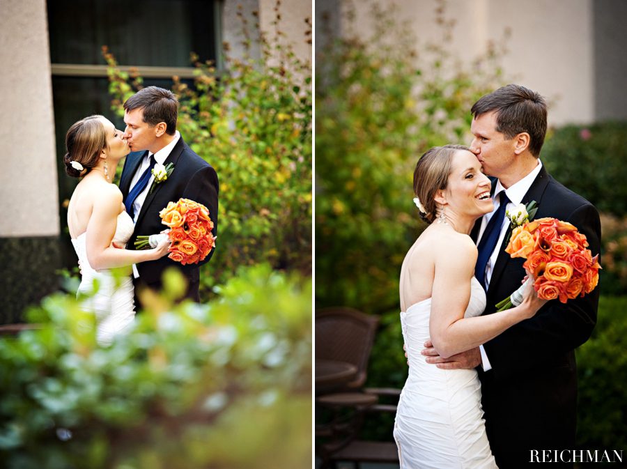 Bride and groom portraits in the courtyard at the Hotel Intercontinental Buckhead Atlanta