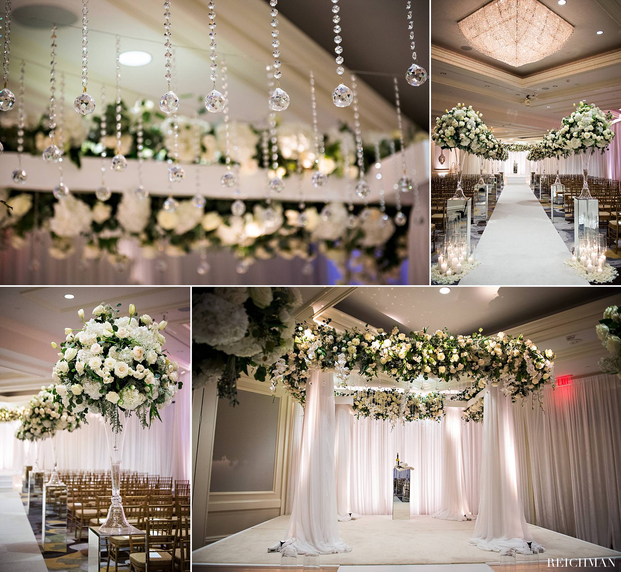 White and green floral Chuppah