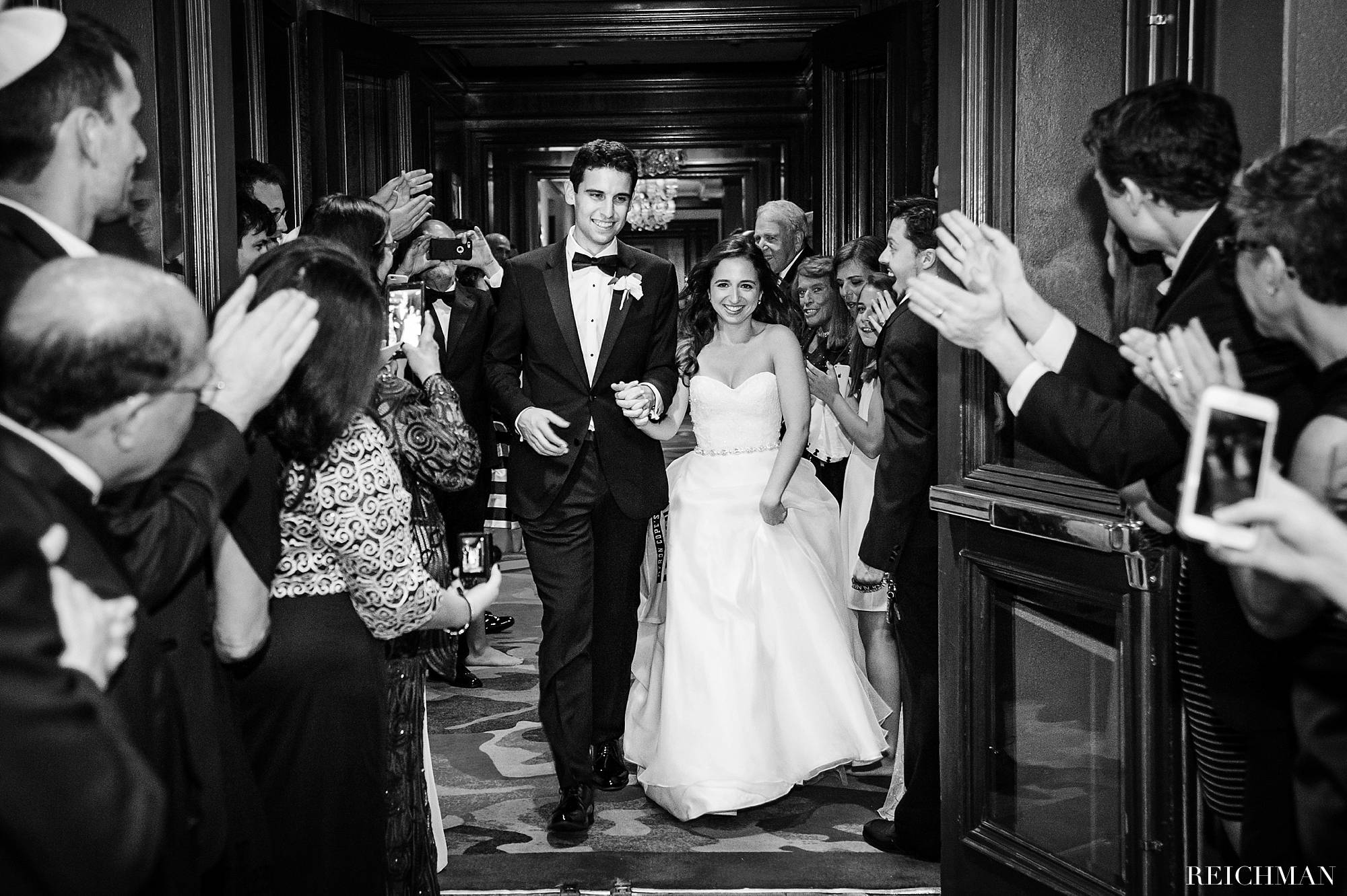 Bride and groom Atlanta reception exit