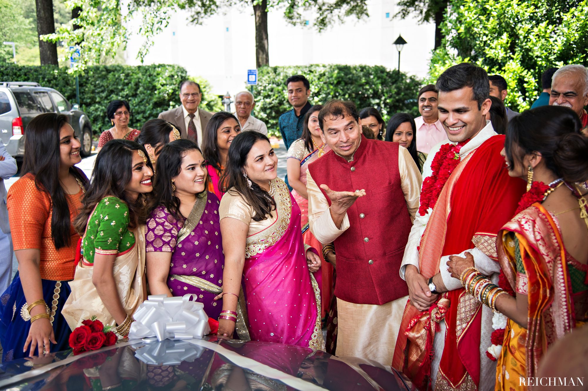 bride and groom Indian wedding send off