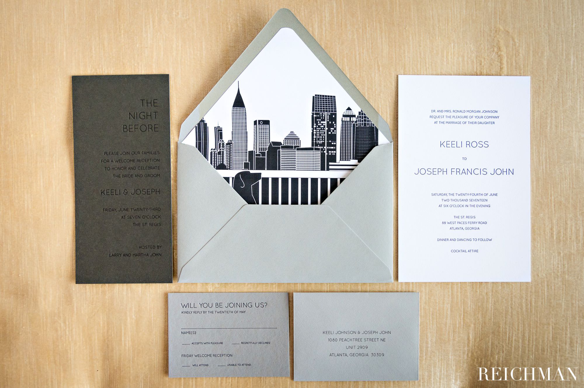 Atlanta skyline wedding invitation